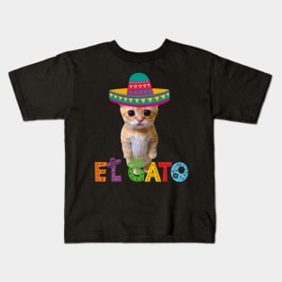 El Gato Meme Mexican Cat Latino Munchkin Kitty Cinco de Mayo Kids T-Shirt